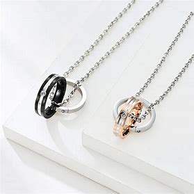 双环男女情侣官网项链小蛮腰七夕情人节生日礼物锁骨链